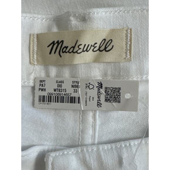 NWT Madewell Kick Out Crop Jeans in Pure White Size 33 - Picture 6 of 15